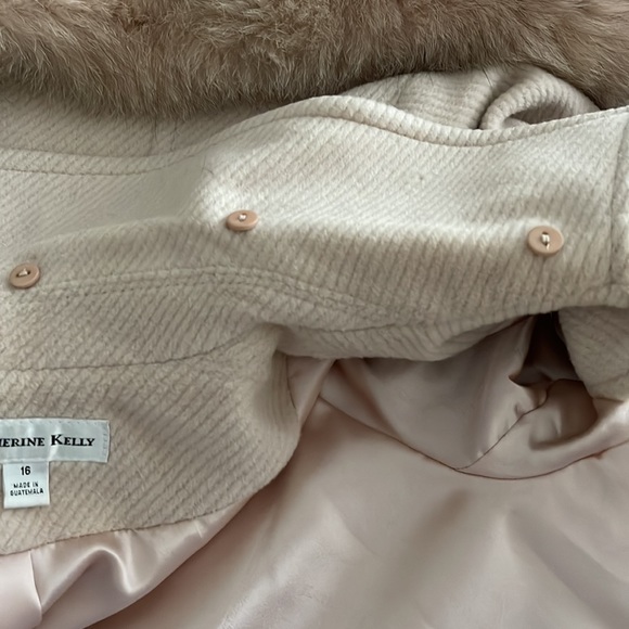 Katherine Kelly angora and virgin wool fox collar coat in Pinkness - Picture 9 of 16